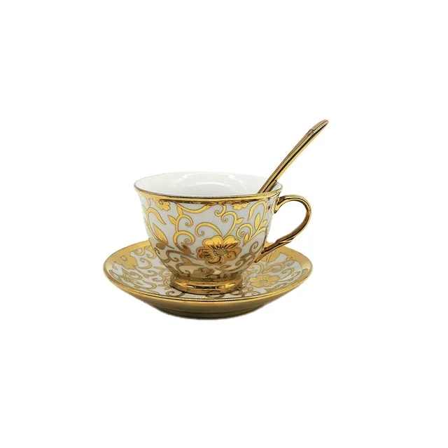 160cc porcelain tea cup sets golden cup and saucer
