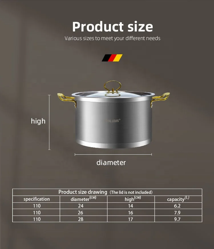 26/28/30cm Factory cooking pots sets 6pcs Induction cookware Stainless Steel Cookware set non stick Soup Pots