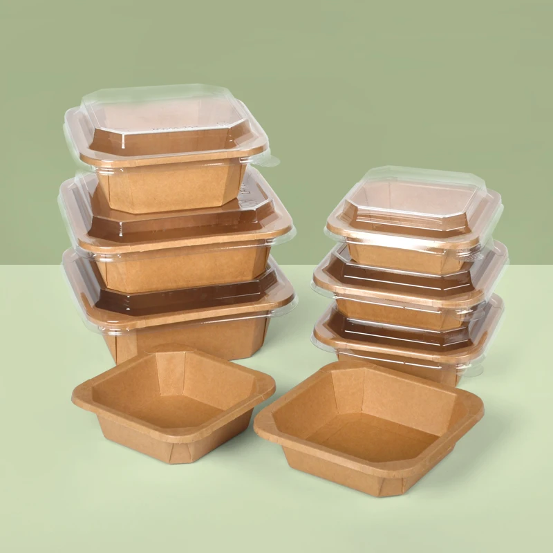 SenAng Custom cheap Packing Boxes New Product Square Hot Food Take out Rice packaging Kraft Paper Octagonal Bowl