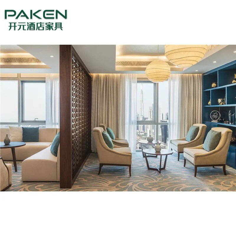 Luxury Villa Apartment Wood Armchair Living Room Furniture Fabric Hotel Chairs