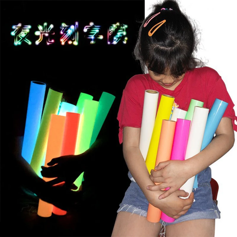 Wholesale Waterproof Glow In The Dark Vinyl PU HTV Film Printable Film Color Change Florescent Heat Transfer Vinyl For Clothing