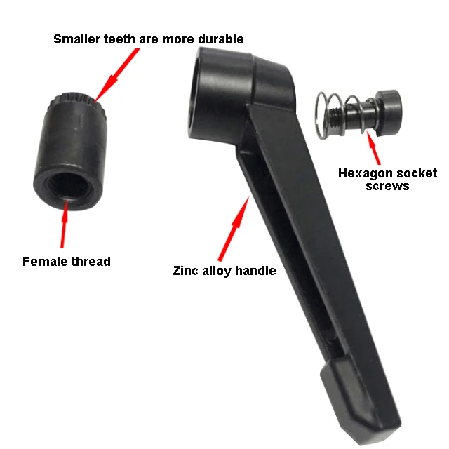 High quality adjust lever handle Straight Black Handle Adjustable Clamping Lever Female Thread lever handle for m12 5/16-18