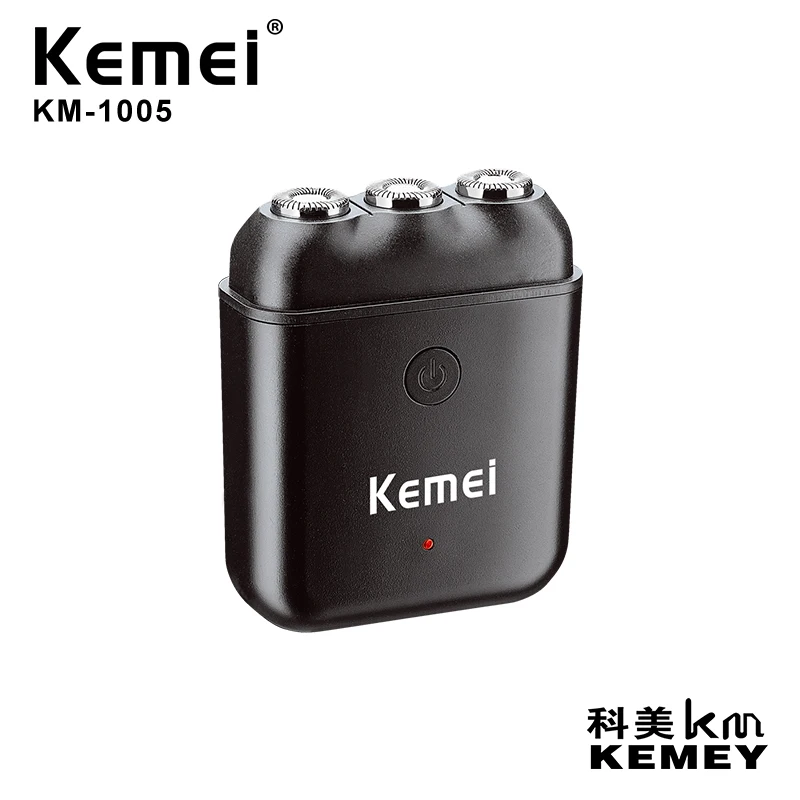 Kemei KM-1005 портативный мини Мужская электрическая бритва металлический корпус USB режущая головка батарея с двумя