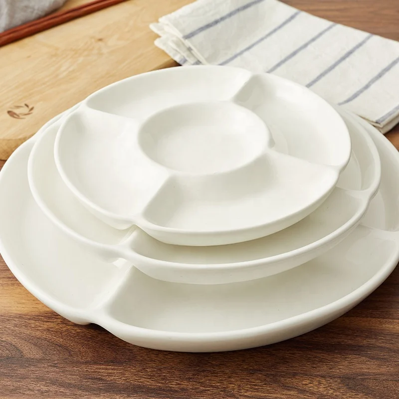 Ceramic dish with compartments porcelain sectioned tray dessert and fruit serving dish ceramic tapas plates