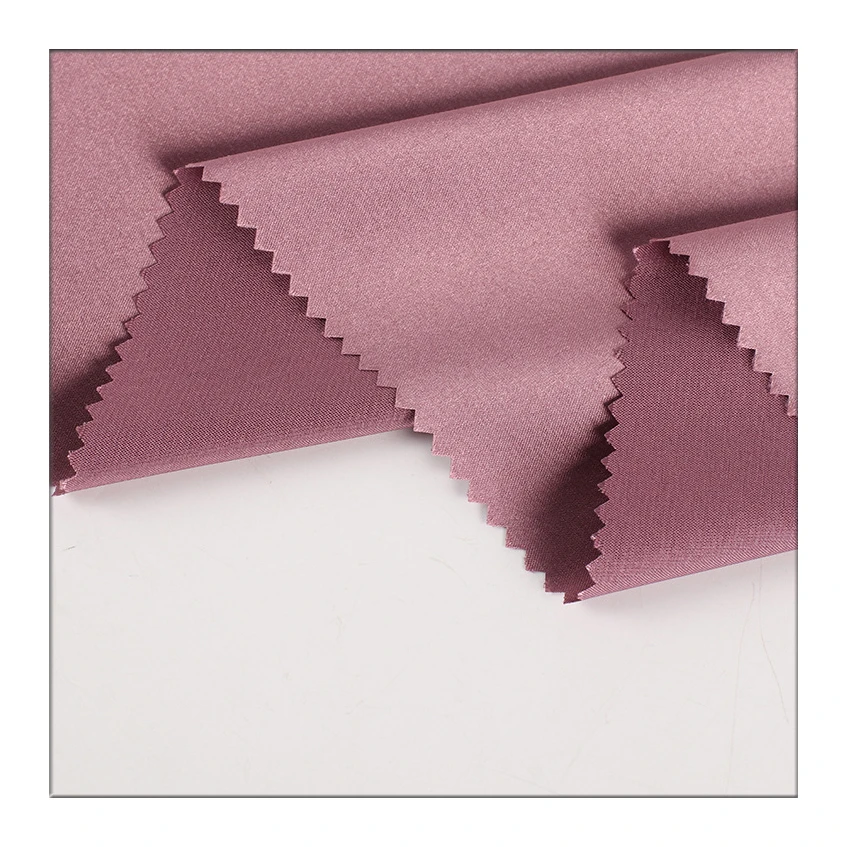 Hanlin Textile Supply 85-150gsm Plain Dyed Woven Polyester Spandex tela Satin silk Fabric for Dress