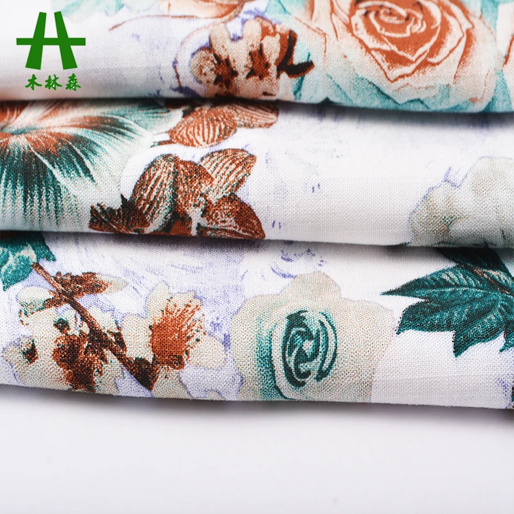 Mulinsen Textile Plain Dyed Woven Bamboo Imitation Digital 30s Rayon Viscose Challis Fabric