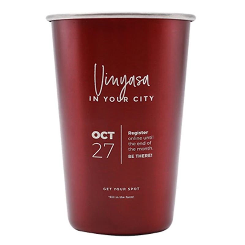 Stacked 304 Single Wall Stainless Steel Tumbler Beer Cup 16oz Beer Glasses Camping Cup Custom Logo Beer Stein Pint Cup