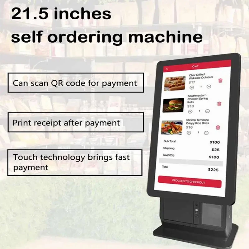 Cash register kiosk touch monitor screen 1920*1080 IPS all in one pos Android  11/Windows10 pos machine with thermal printer