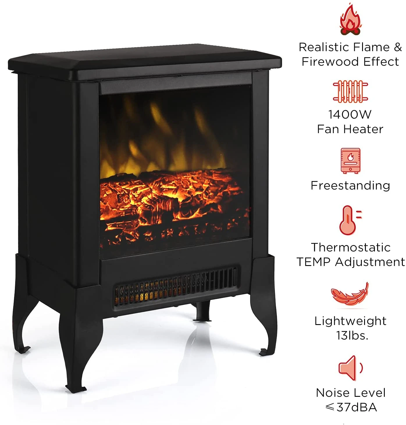 New Arrivals Overheating Safety Protection Home Freestanding Decor Led Flame Electric Fireplace Heater