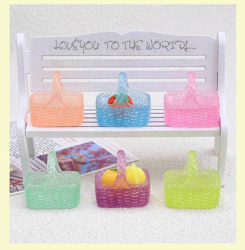 2024 Cute Mini Resin Storage Basket Model Miniatures Decoration Accessories Toys Doll House Fairy Garden Diy Accessories