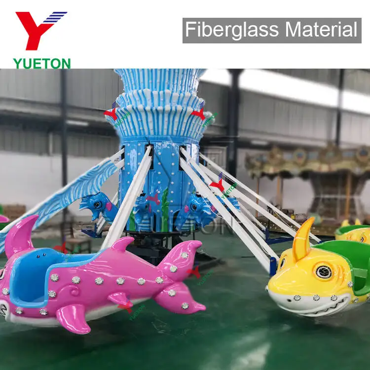 Factory Price Funfair Attraction Cartoon Theme Plane Amusement Park Kiddie Carnival Airplane Kids Rotary Shark Rides For Sale