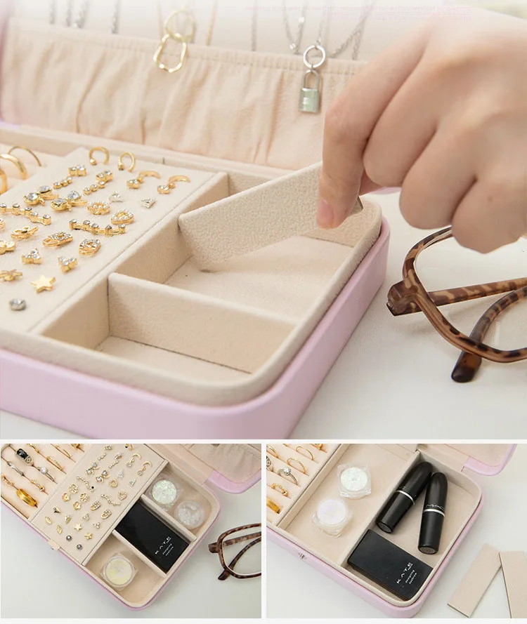 Travel Jewelry Case for Women,Portable Leather Jewelry Organizer Box for Necklace Earrings Ring Bracelet Teen Girls Moms