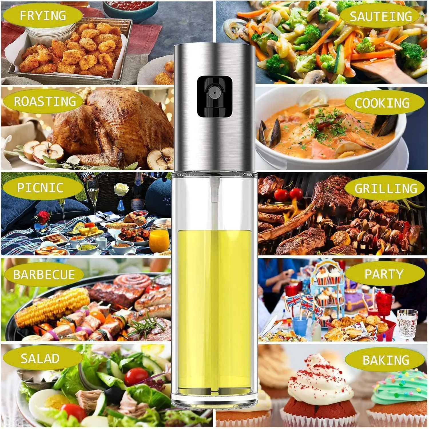 hot sale reusable kitchen oil spray bottle glass oil sprayer for Roasting cooking grill olive oil sprayer