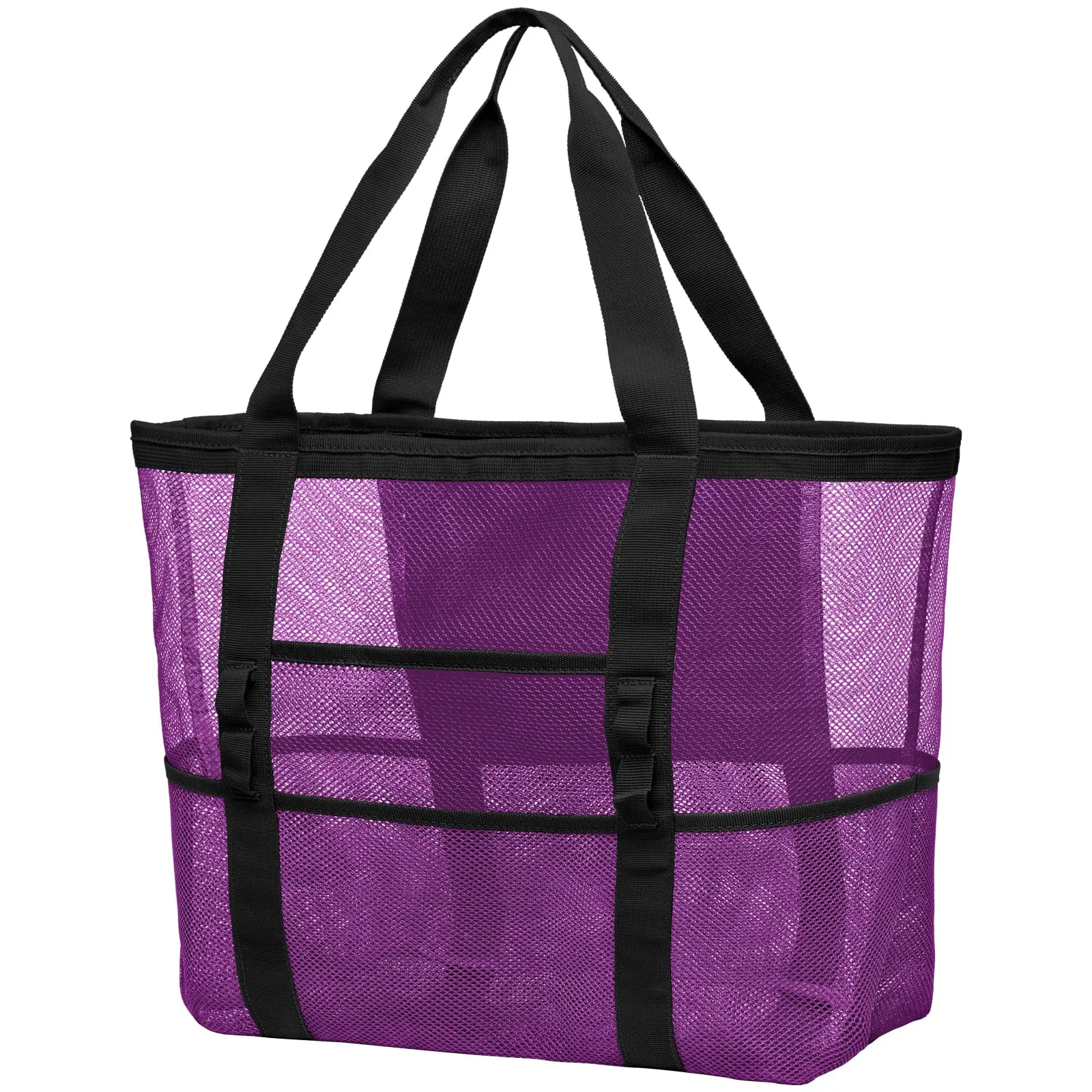 Wholesale Hollow Out Mesh Beach Bag With 8 Pockets Travel Wash Bags Fitness Swimming Storage Handbags For Women