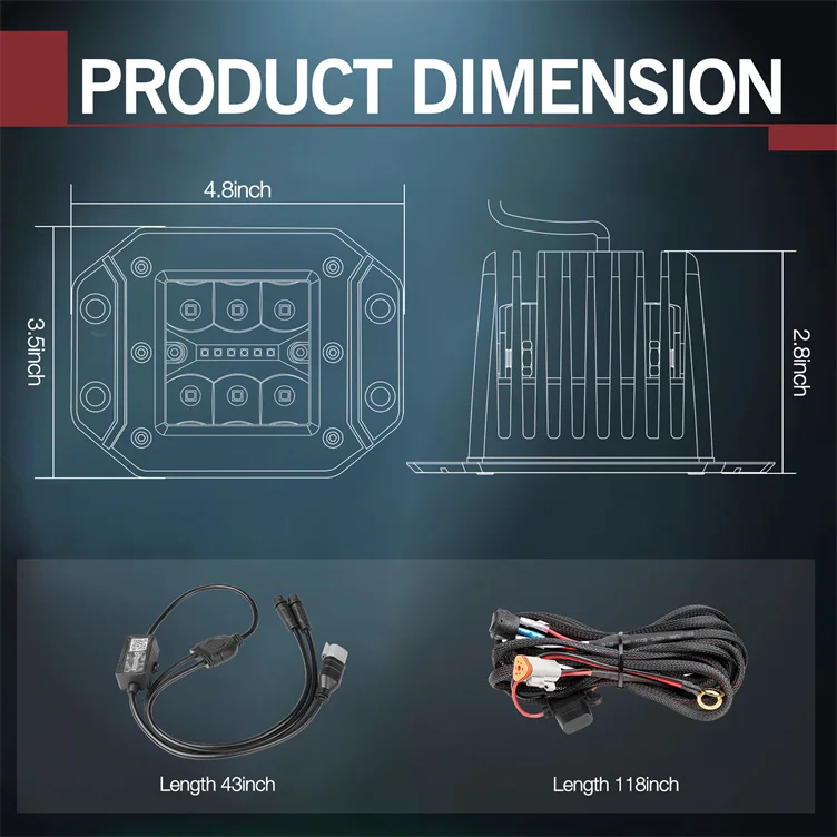 Nova Auto Music App Control Flush Mount RGB And White Led Pod Lights With Halo Ring