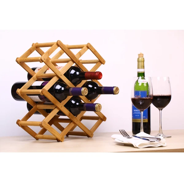 
natual color foldable bamboo wooden wine rack 
