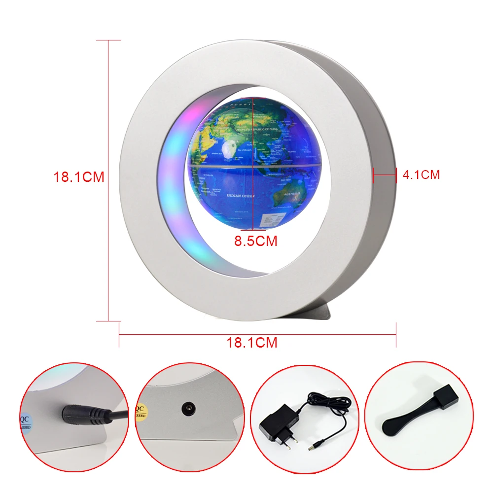 Home Office School Anti Gravity with Led Lights Magnetic Levitation Globe, World Map Floating Globes For Decoration