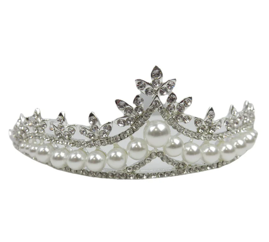 Tiara Korean Headband Luxury Pearl Crystal Large Size Children Birthday Party Swan Princess Crown For Baby Girls