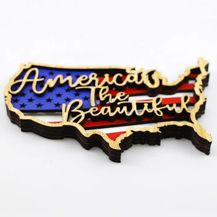 Wholesale American Fourth of July Wooden Crafts Independence Day Flag Decoration Carvings USA Flag Wood Souvenir
