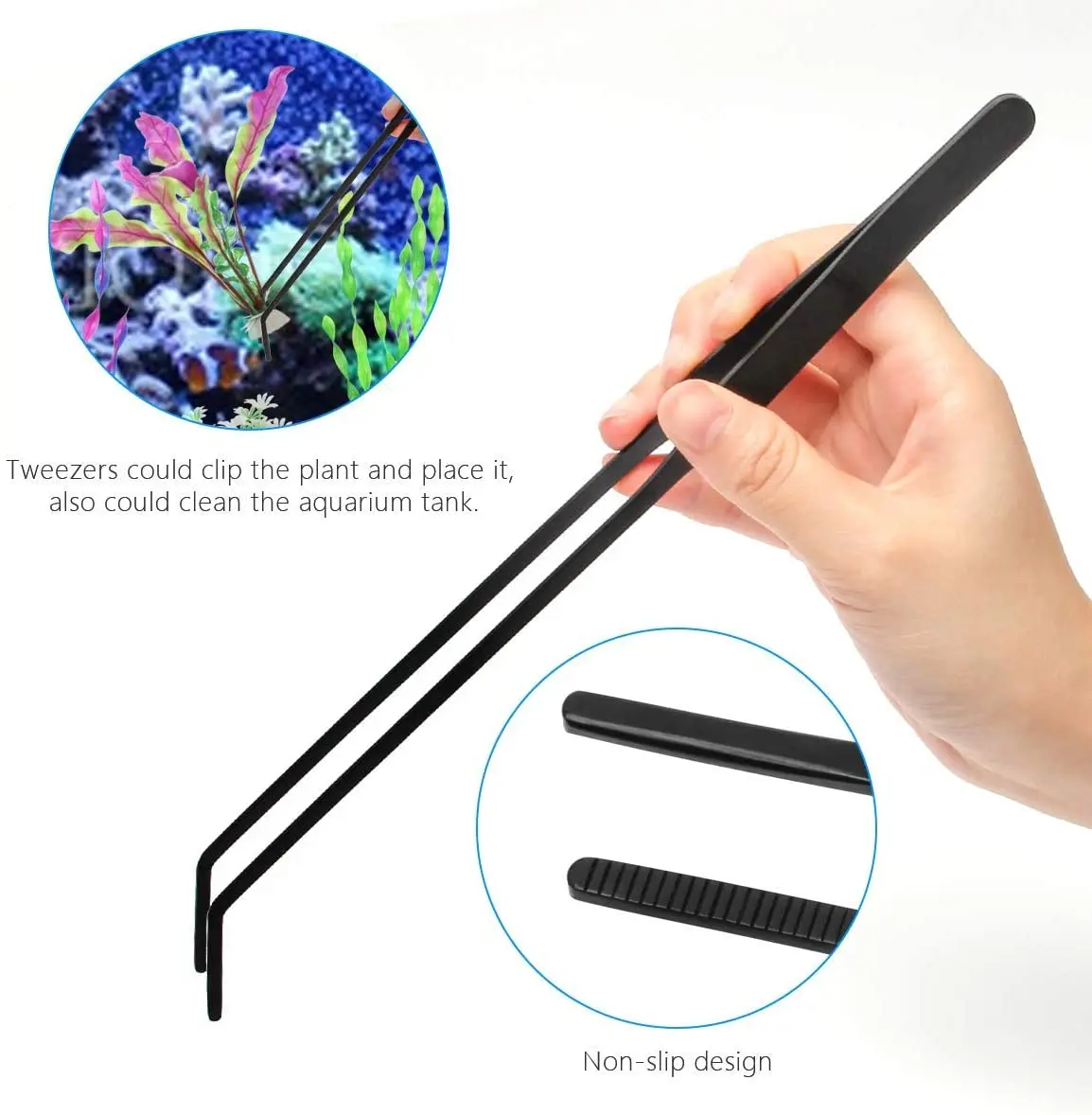 Aquarium Aquascape Tools Kit 4 in 1 Anti-Rust Aquatic Plant Aquascaping Tool Stainless Steel Black Tweezers Scissors Spatula