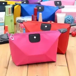 Free Shipping Hot Portable Dumpling Makeup Bag Lady Travel Cosmetic Bag Nylon Waterproof Hobos Beautician Make up Storage Bag Or