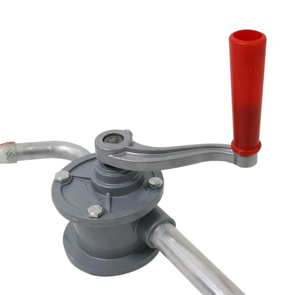 Portable aluminum alloy gallon bucket pump, gasoline diesel distribution, fuel delivery, manual rotary pump