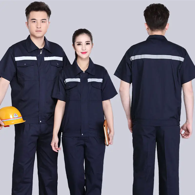 Summer Work Clothes Short Sleeve Summer Work Shirt Unisex Construction Worker Uniform Pure Cotton Work Clothes