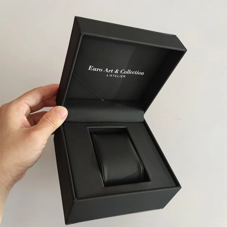 Custom Watch Gift Boxes Cases Luxury High Quality Packaging Matte Single Black PU Leather Watch Box