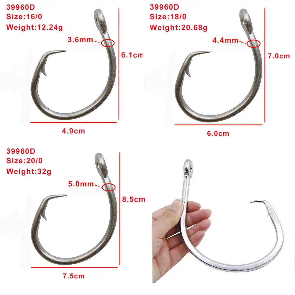 39960 Stainless Steel Fishing Hook Tuna Circle Bait Fishing Hook Big Game Bait Fishook