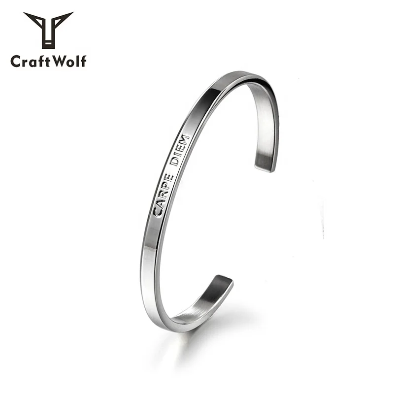 Craft Wolf custom jewelry gold silver titanium  women bangles  316L stainless steel trendy bangle bracelet for men