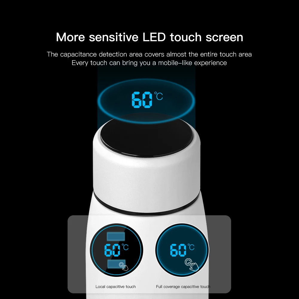 FEIJIAN 380ml high quality double Wall Insulated Custom vacuum flask show temperature smart water bottle