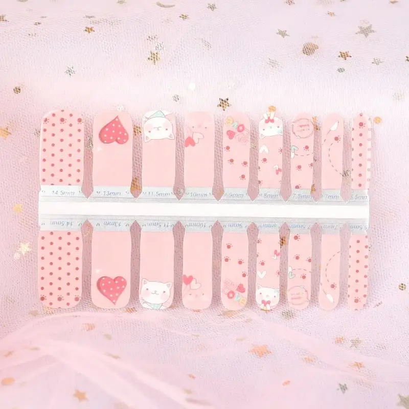 New popular lovely cartoon kitty nail stickers for kids beauty salon art decals 3d self-adhesive waterproof cat nail sticker