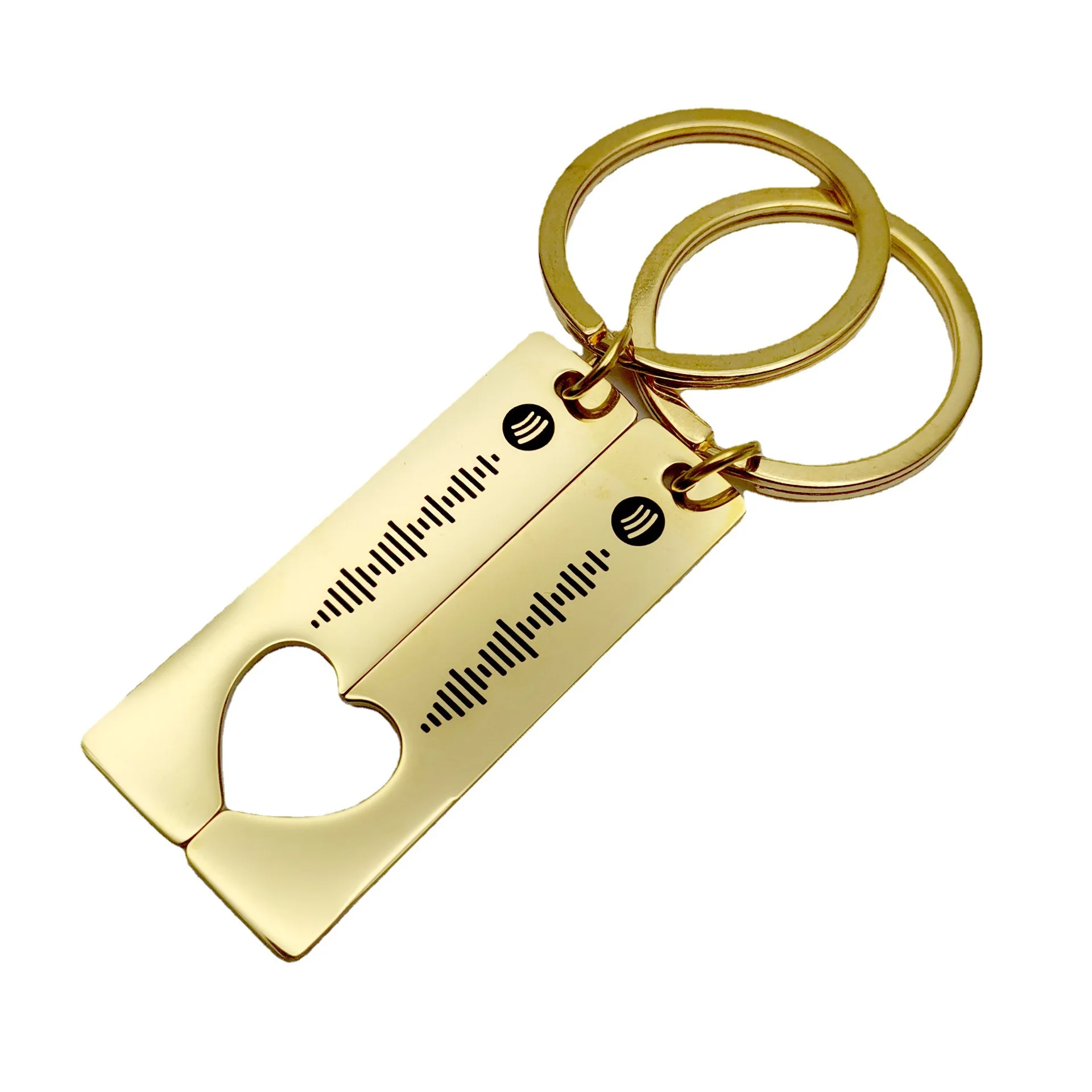 2 Personalized Code Keychains Engraved Song-Album-Playlist Keychain Custom Engraved Code Scan Music KeyChain for Couple Friends