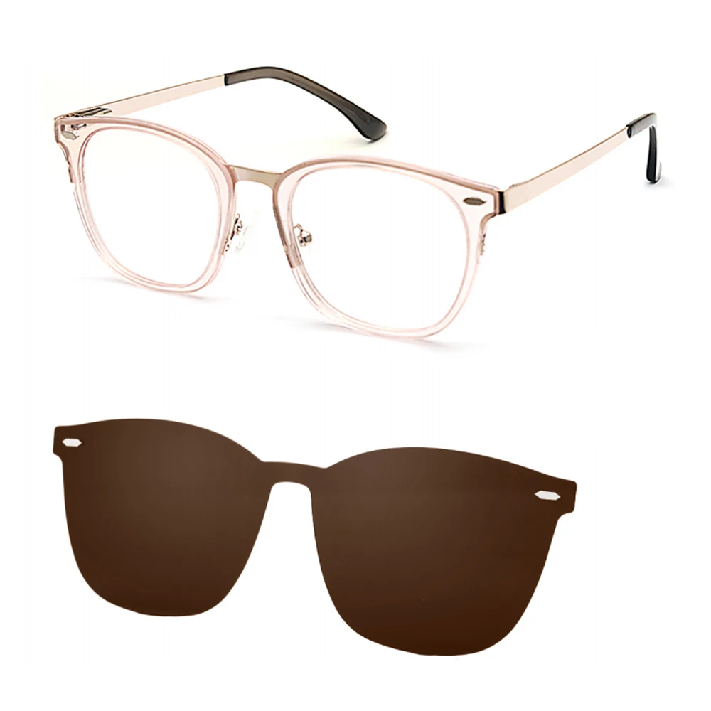 Magnetic Clip on Sunglasses Round Eyeglasses Polarized UV Protection Retro for Men Women Black TAC Unisex Metal Acetate