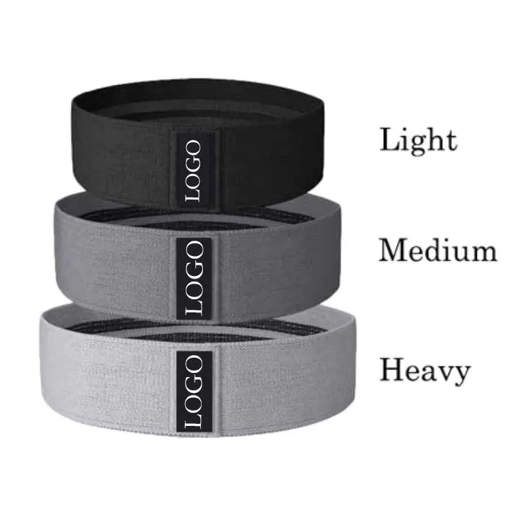 Hip Circle Exercise Sports 3 Loop Band logo Set Fitness Pull Up Gray Fabric Resistance Bands