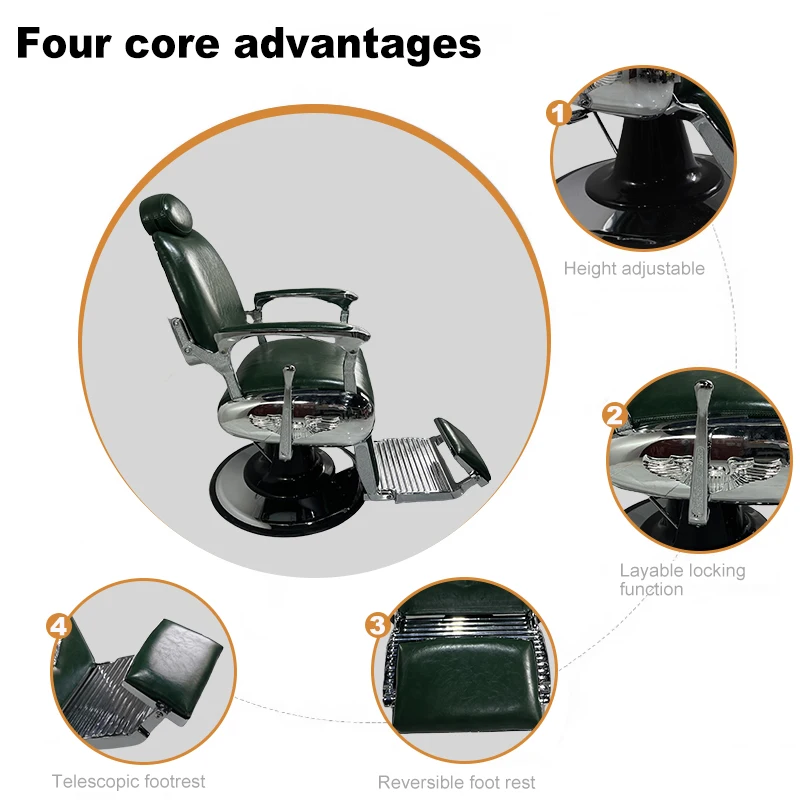 Modern Hair Cutting Barber Shop Chairs Factory Gray Leather Salon Chair Styling Furniture Quality Barber Seats nail table