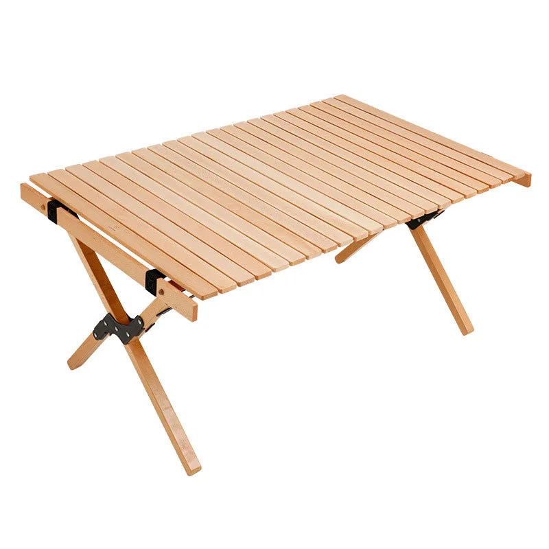 Outdoor Table Luxury Picnic Outdoor Wood Camping BBQ Roll Top Wood Light Weight Beech Egg Wooden Portable Rolled Table