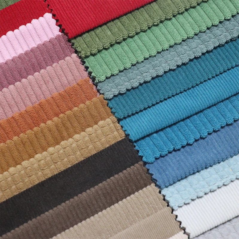 China Manufacturer 220gsm 148cm Home Furniture Upholstery 100% Polyester Velvet Striped Corduroy Sofa Fabric for Sofa