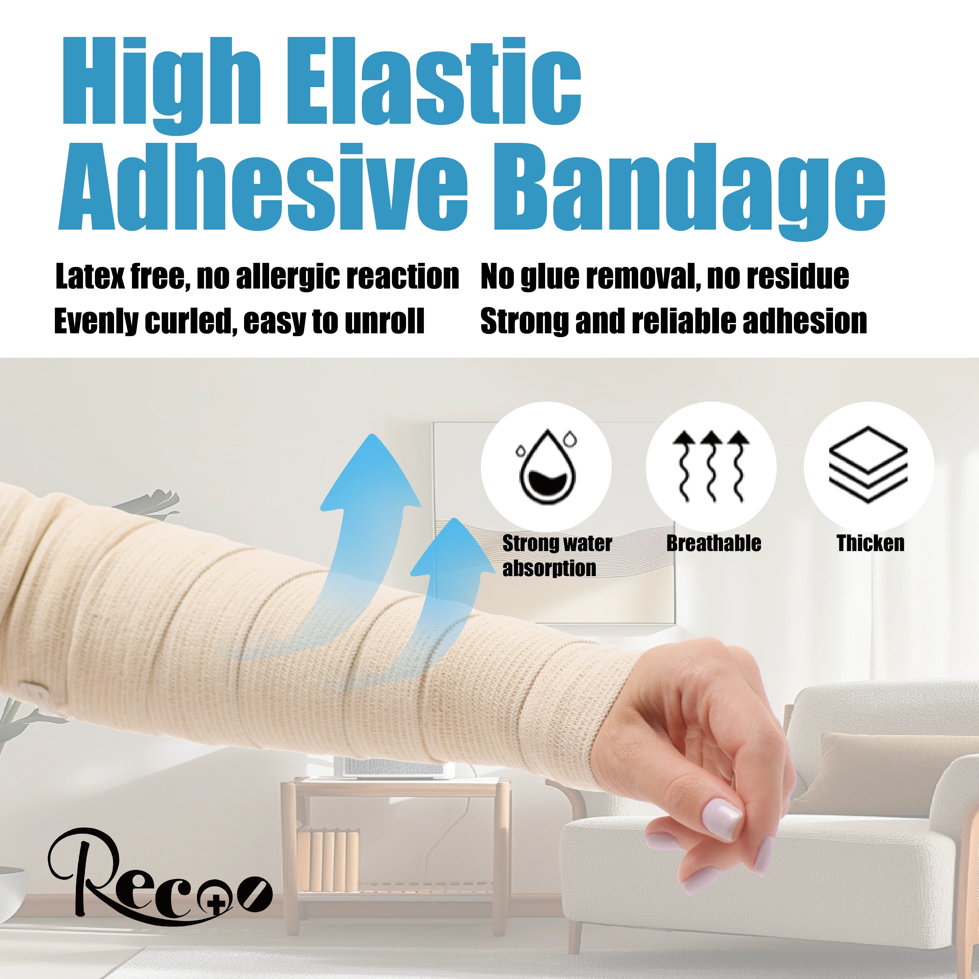 Elastic Adhesive Bandage Athletic Tape Bandage Wrap Elastic Sports Tape Flexible Stretch Bandages Strips For Ankle