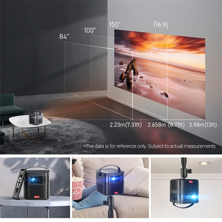 Мини-проектор DLP 1080p Smart Android Wifi BT четырехъядерный мобильный телефон проектор для домашнего