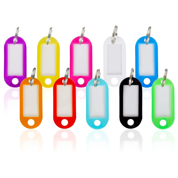 Key Tags with Split Ring Key Fobs Labels ID Keyring Tags for Luggage Pet Name Memory Stick Tags