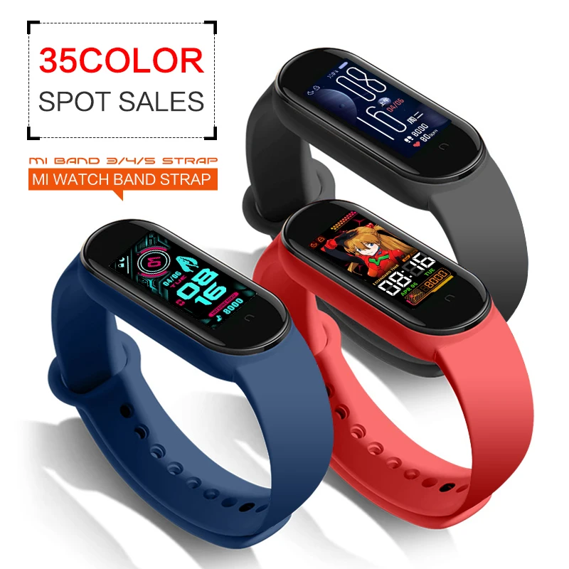 For Xiaomi Mi Band 4 Silicone Strap For Smart Watch Silicone Watch Strap Single Color
