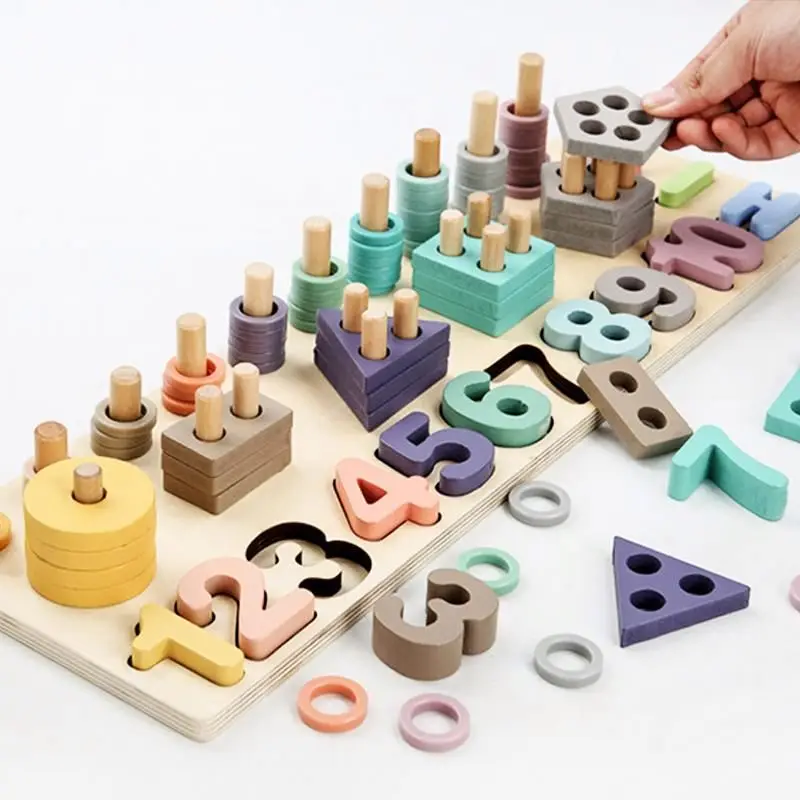 Unisex Montessori Early Education Kids Math Toys DIY Children Wooden Plastic Count Numbers Ss Matching Fun Counting Matching