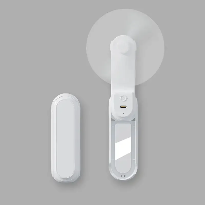 2023 Handheld Mini Fan with Flashlight, Mirror, Portable USB Rechargeable Mini Mini Fan Outdoor Portable Folding Handheld Mini F