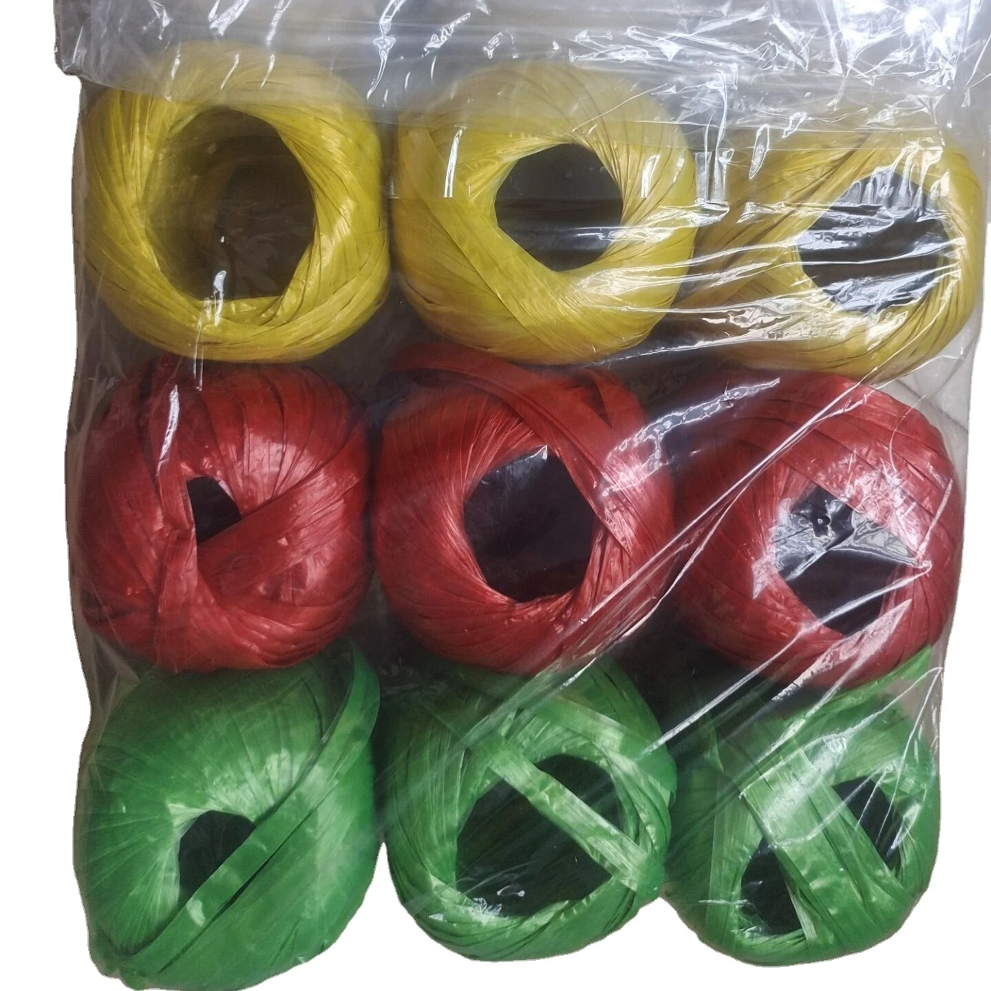 100gr red yellow blue white colored pp raffia twine ball for binding and packing