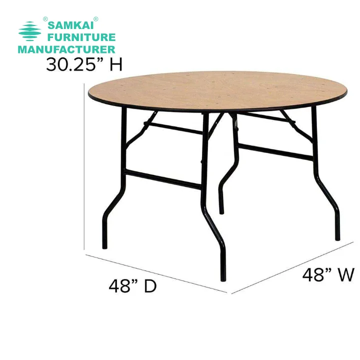 SK-ZDZ-F003 Sophisticated Round Folding Wood Table 48in for Luxurious Outdoor Events and Hotel Banquets