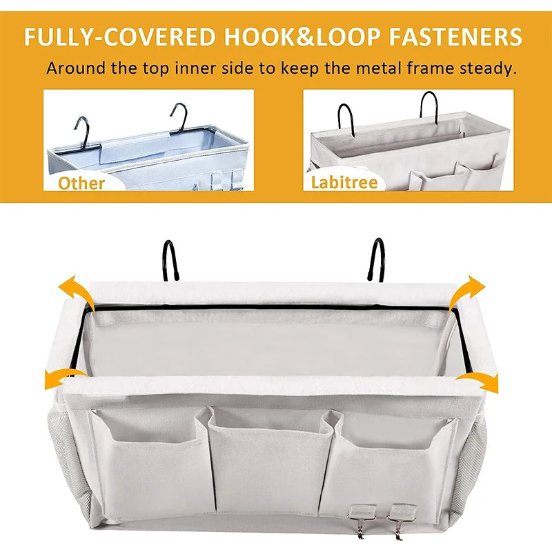 OEM Baby Bed Diaper Hanging Storage Bag Crib Organizer Canvas Large Capacity Bed Side Commodity Shelf Grocery Storage Rack Bags