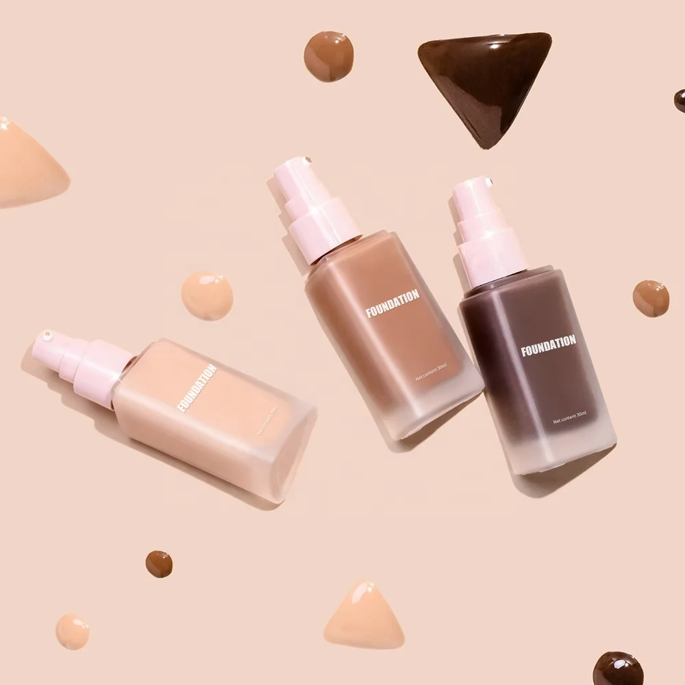 Multi Color Face Natural Cosmetic Liquid Foundation Custom Logo Full Coverage Vegan Long Lasting Foundation Makeup Private Label