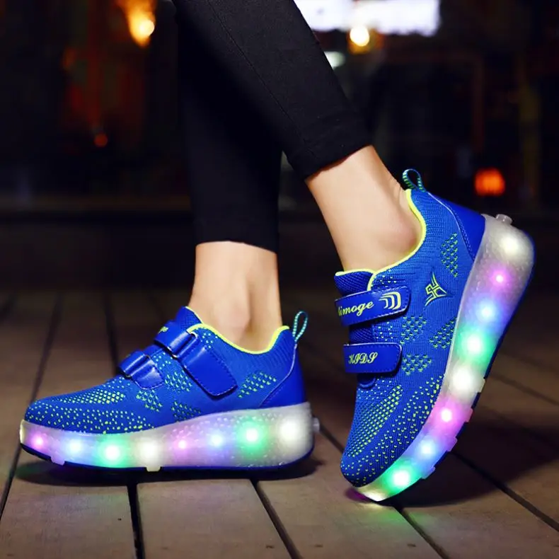  USB Rechargeable LED Light Up Roller Shoes YUNTI Wheel Skate Sneaker for Boys Girls