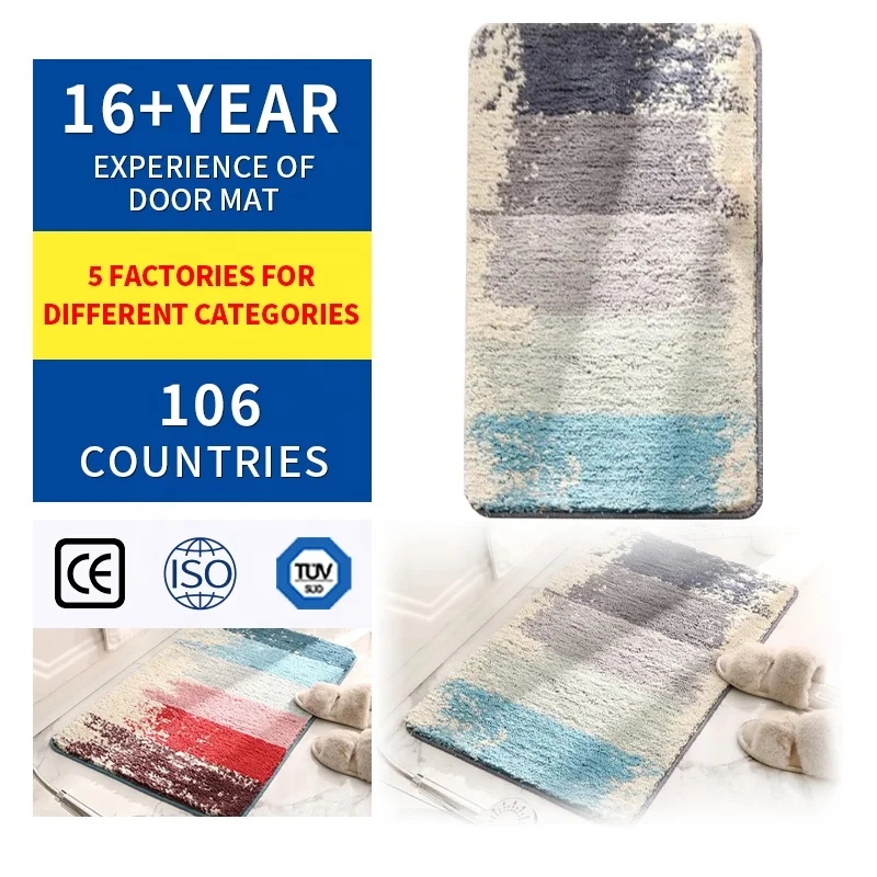 Factory Super Soft Microfiber 3d Printing Pile Waterproof Anti slip Door Mat Bedroom Shaggy rug